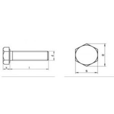Skrūve ar iekšējo ligzdu sešstūris DIN 933 A2 M8x45 Skrūve ar iekšējo ligzdu sešstūris DIN 933 A2 M8x45