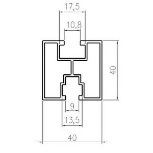 Montāžas sliede PV 40x40 Montāžas sliede PV 40x40